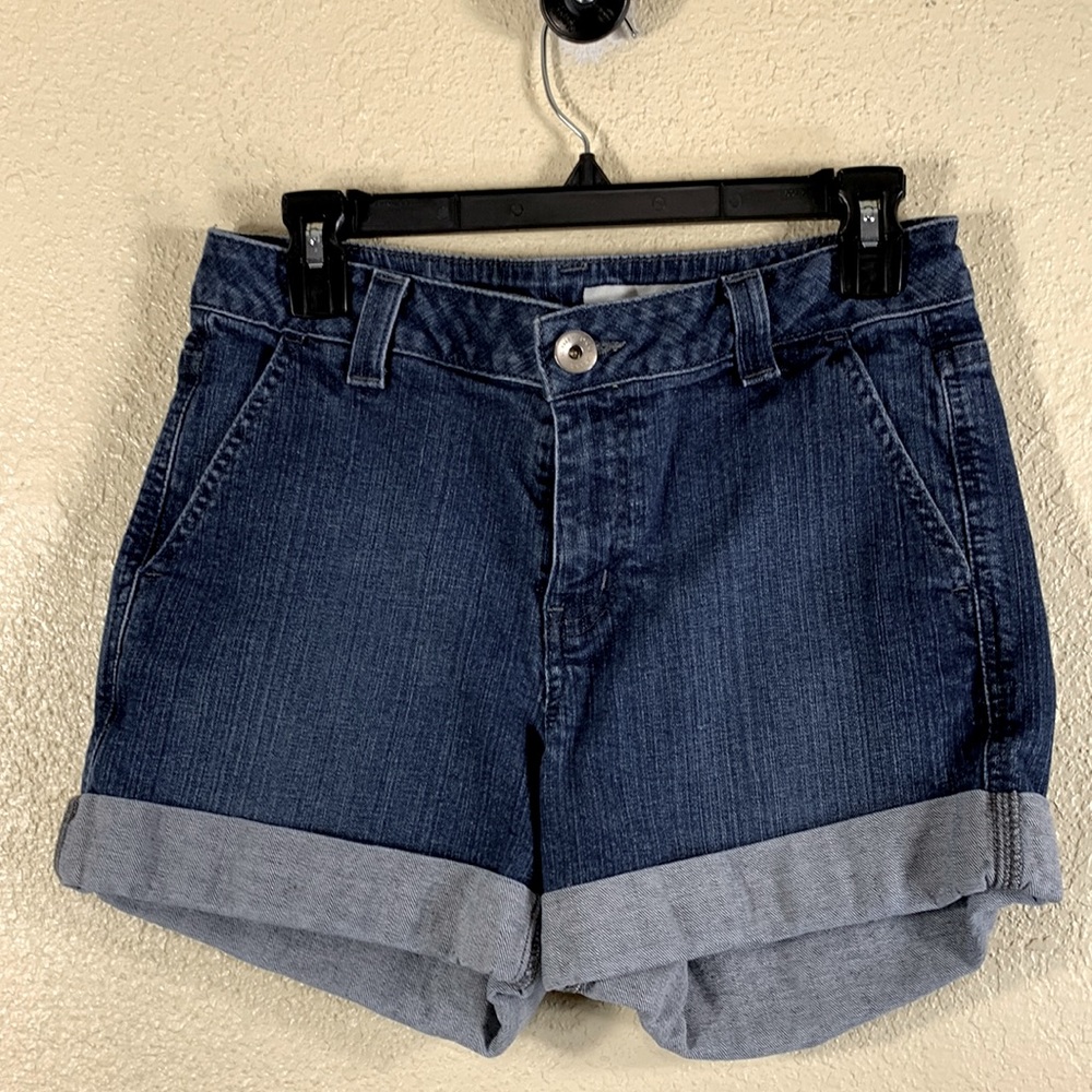 DKNY Dark Blue Denim Jean Shorts with Rolled Cuffs